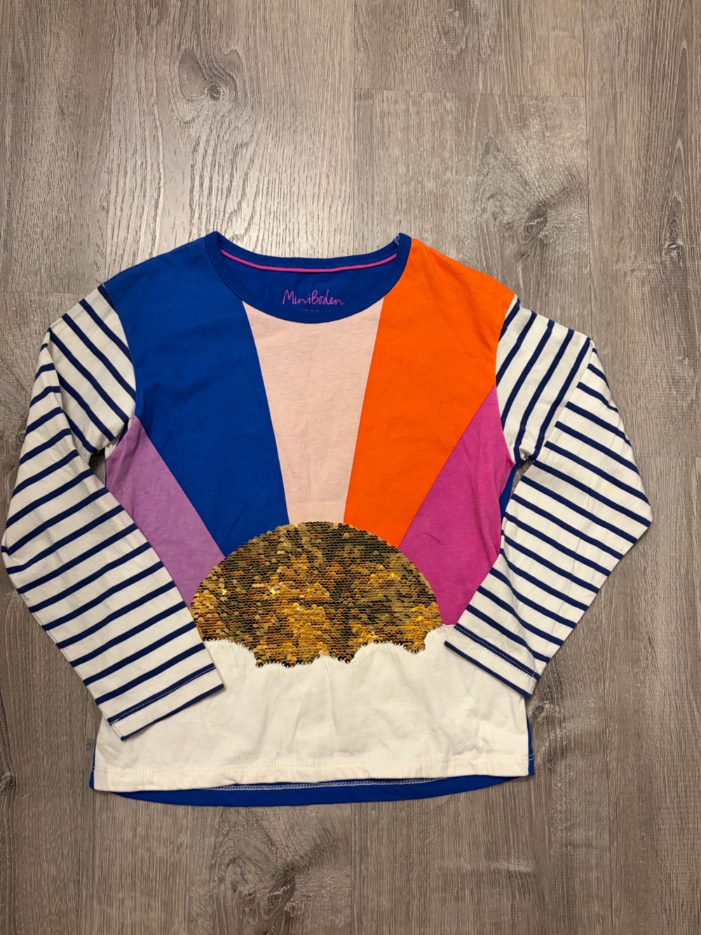 Mini Boden Multicolor Long Sleeve Sequin Sun Tee